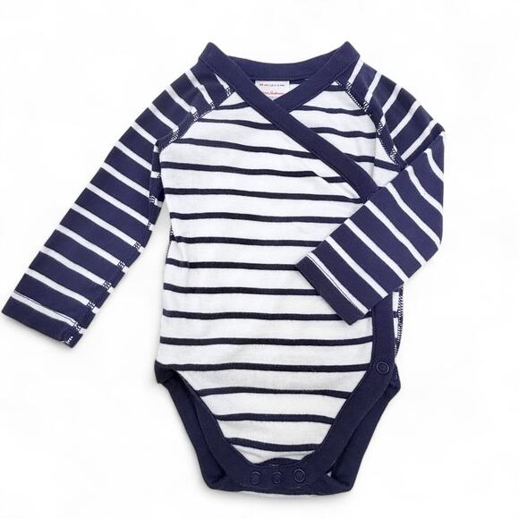 Hanna Andersson Baby Side Snap Organic Cotton Bodysuit Unisex Navy Stripe 3-6M - Picture 4 of 7
